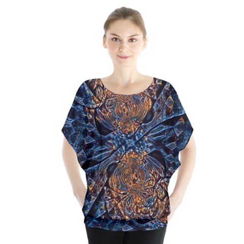 Fractal Galaxy Batwing Chiffon Blouse by MRNStudios