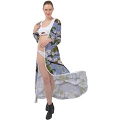 Pear Branch With Flowers Maxi Chiffon Beach Wrap by SychEva