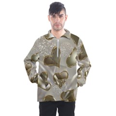   Golden Hearts Men s Half Zip Pullover by Galinka