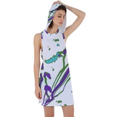 Multicolored Abstract Print Racer Back Hoodie Dress by dflcprintsclothing