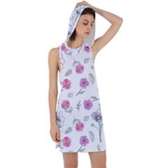 Flowers In One Line Racer Back Hoodie Dress by SychEva