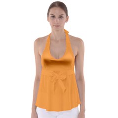 Deep Saffron Orange Babydoll Tankini Top