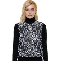 Black And White Modern Abstract Design Women s Short Button Up Puffer Vest by dflcprintsclothing