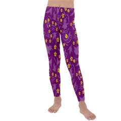 Folk Flowers Art Pattern Floral Abstract Surface Design  Seamless Pattern Kids  Lightweight Velour Leggings by Eskimos