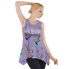 Japanese Ramen Sushi Noodles Rice Bowl Food Pattern Side Drop Tank Tunic by DinzDas