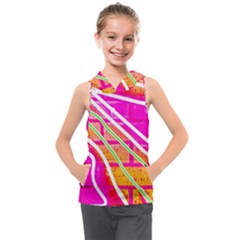 Pop Art Neon Wall Kids  Sleeveless Hoodie by essentialimage365