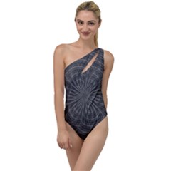 Abstract Spirals, Spiral Abstraction, Gray Color, Graphite To One Side Swimsuit by Casemiro