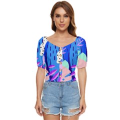 Aquatic Surface Patterns Button Up Blouse