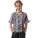 Ornament Striped Textured Colored Pattern Kids  V-Neck Horn Sleeve Blouse View1