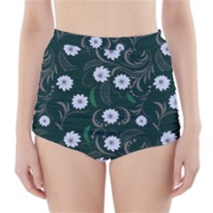 Folk Flowers Art Pattern Floral  Surface Design  Seamless Pattern High-waisted Bikini Bottoms by Eskimos