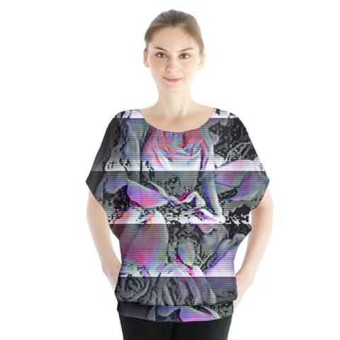 Techno Bouquet Batwing Chiffon Blouse by MRNStudios