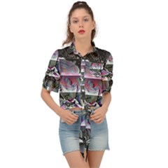 Techno Bouquet Tie Front Shirt  by MRNStudios