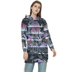 Techno Bouquet Women s Long Oversized Pullover Hoodie by MRNStudios