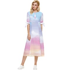 Evening Sky Love Bow Sleeve Chiffon Midi Dress by designsbymallika