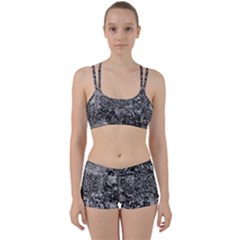Grey And White Grunge Camouflage Abstract Print Perfect Fit Gym Set by dflcprintsclothing