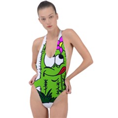 Cactus Backless Halter One Piece Swimsuit by IIPhotographyAndDesigns
