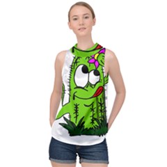 Cactus High Neck Satin Top by IIPhotographyAndDesigns