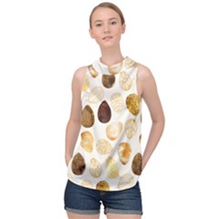 Golden Egg Easter High Neck Satin Top by designsbymallika