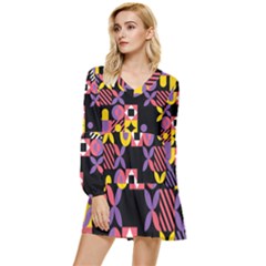 Summer Mosaic Print Tiered Long Sleeve Mini Dress by designsbymallika