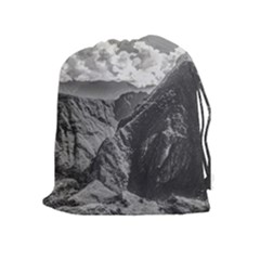 Machu Picchu Black And White Landscape Drawstring Pouch (xl)