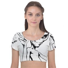 Paul Alien Velvet Short Sleeve Crop Top  by KenArtShop