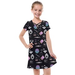 Witch Goth Pastel Pattern Kids  Cross Web Dress by NerdySparkleGoth