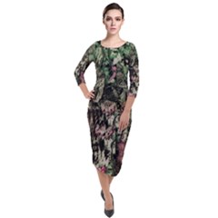 Dunn Quarter Sleeve Midi Velour Bodycon Dress by MRNStudios