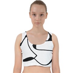 Black And White Abstract Linear Decorative Art Velvet Racer Back Crop Top by dflcprintsclothing