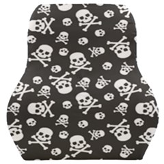 Skull And Cross Bone On Black Background Car Seat Back Cushion  by AnkouArts