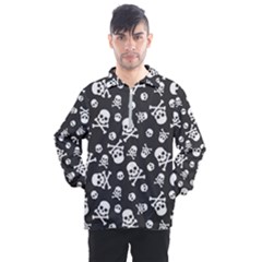Skull And Cross Bone On Black Background Men s Half Zip Pullover