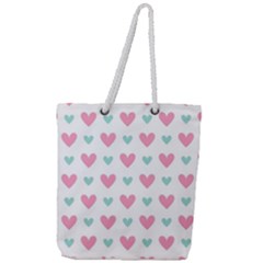 Pink Hearts One White Background Full Print Rope Handle Tote (large) by AnkouArts