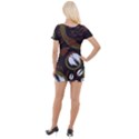 Folk flowers pattern Floral surface design Short Sleeve Asymmetric Mini Dress View2