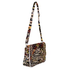 Root Humanity Bar And Qr Code Flash Orange And Purple Shoulder Bag With Back Zipper by WetdryvacsLair