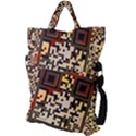 Root Humanity Bar And Qr Code Flash Orange and Purple Fold Over Handle Tote Bag View2