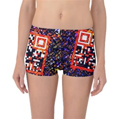 Root Humanity Bar And Qr Code In Flash Orange And Purple Boyleg Bikini Bottoms by WetdryvacsLair