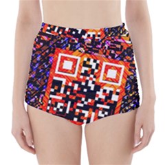 Root Humanity Bar And Qr Code In Flash Orange And Purple High-waisted Bikini Bottoms by WetdryvacsLair