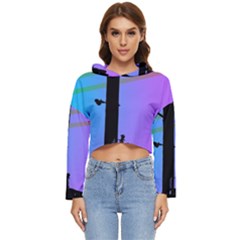 Vaporwave Wires And Transformer Women s Lightweight Cropped Hoodie