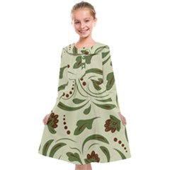 Folk Flowers Pattern  Kids  Midi Sailor Dress by Eskimos