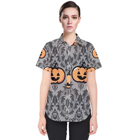 Pumpkin Pattern Women s Short Sleeve Shirt by InPlainSightStyle