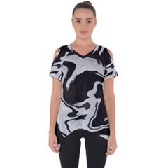 Black And White Cut Out Side Drop Tee
