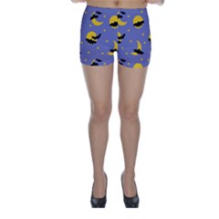 Bats With Yellow Moon Skinny Shorts by SychEva