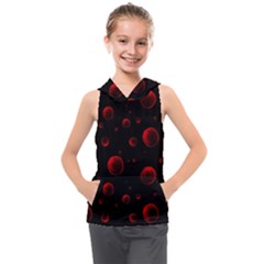 Red Drops On Black Kids  Sleeveless Hoodie by SychEva