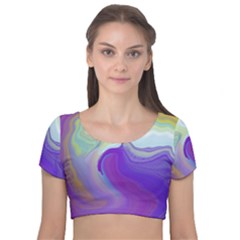 Good Vibrations Velvet Short Sleeve Crop Top 