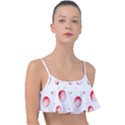 Red Drops On White Background Frill Bikini Top View1