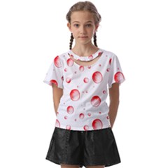 Red Drops On White Background Kids  Front Cut Tee by SychEva