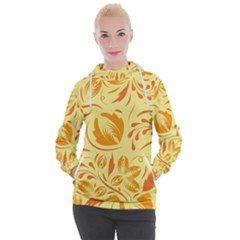 Folk Flowers Pattern Women s Hooded Pullover by Eskimos