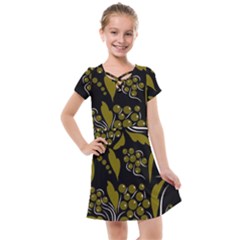 Folk Flowers Pattern  Kids  Cross Web Dress by Eskimos