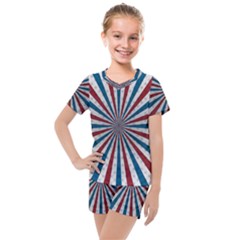 Usa-deco-background Kids  Mesh Tee And Shorts Set