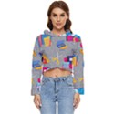 80s and 90s School Pattern Women s Lightweight Cropped Hoodie View1