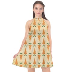 Pattern-carrot-pattern-carrot-print Halter Neckline Chiffon Dress  by Sudhe